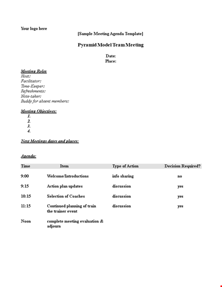 productive meeting agenda template template