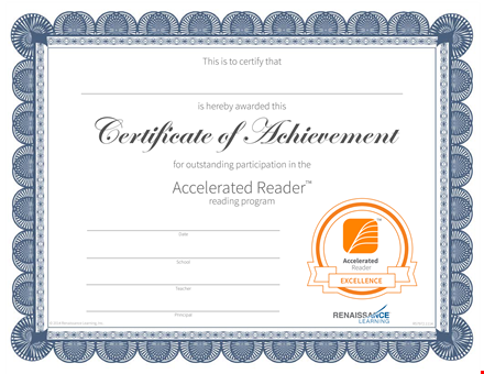 certificate of reading achievement template template