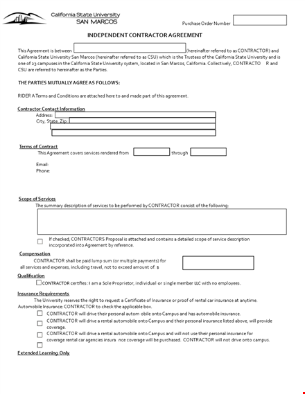 independent contractor agreement | essential contract for contractors template