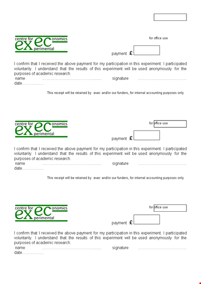 payment confirmation receipt template | office & payment purposes | experiment template