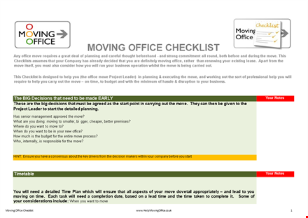 ultimate office moving checklist | simplify your move template