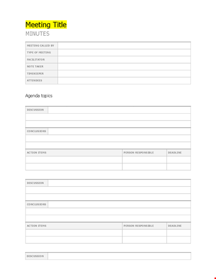 meeting notes template template