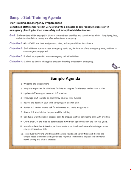 staff training agenda template