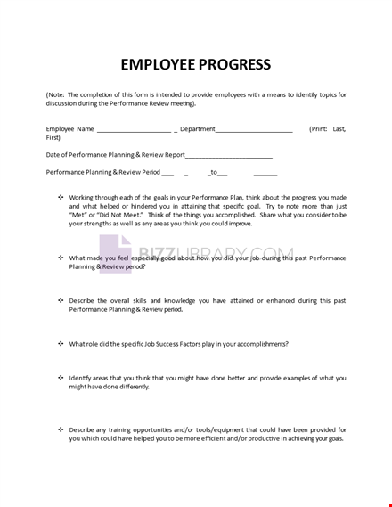 employee progress template template