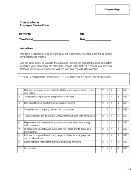 employee performance review | effective company performance review examples template