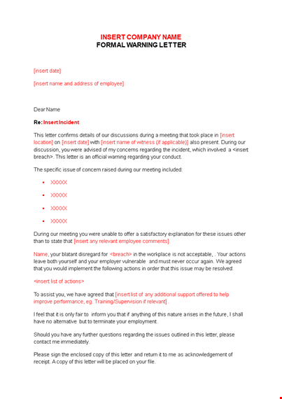 effective employee warning letters | avoid future issues now template