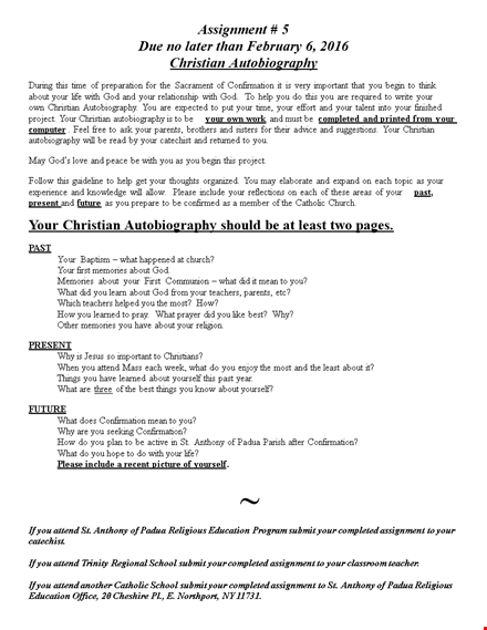 christian autobiography example template