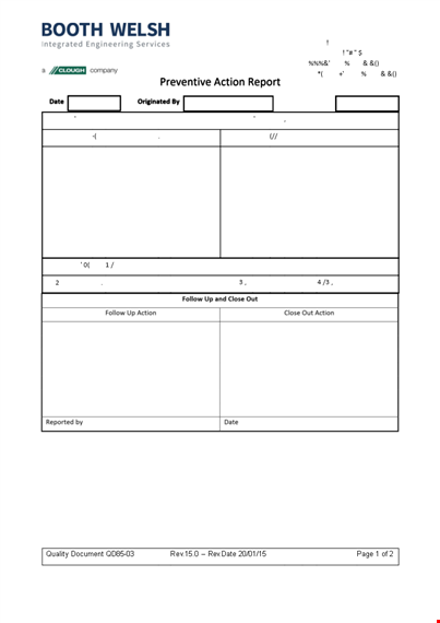 quality document templates for preventive action template