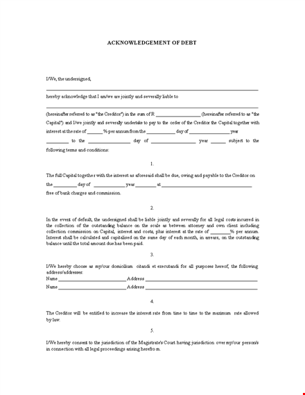 iou template: create legally binding ious for interest, creditor, and capital template