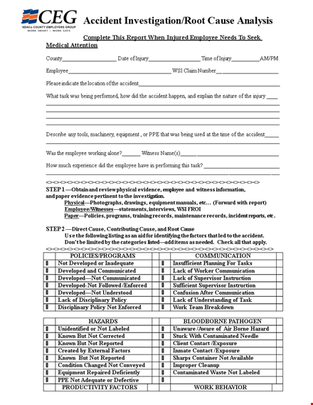 effective root cause analysis template for employee training & equipment template