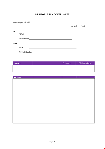 printable fax cover sheet template