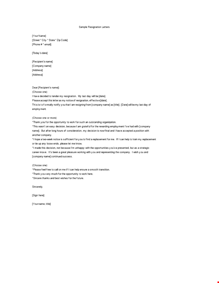 employee resignation letter in doc template