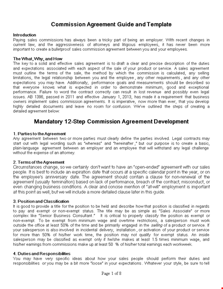commission agreement template - create an effective sales agreement with your company's employee template