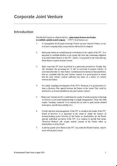 joint venture agreement template - create a solid contract with party cooperation template