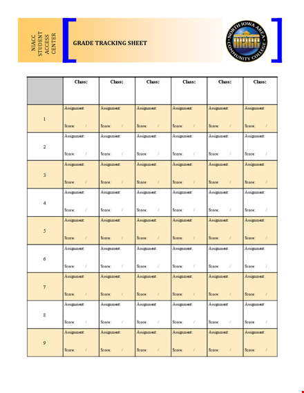 grade tracking sheet template