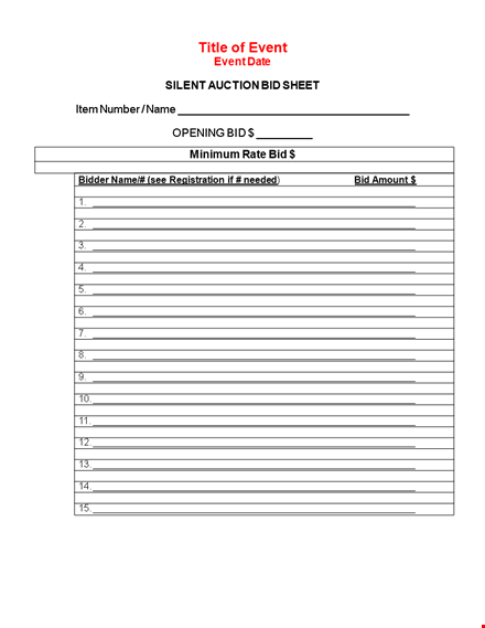 secure your bids with our silent auction bid sheet template