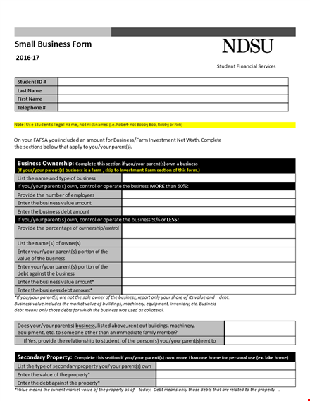 small business form template template