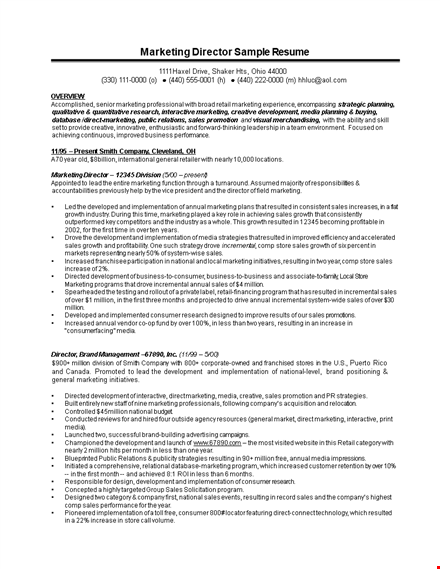 senior marketing director resume template