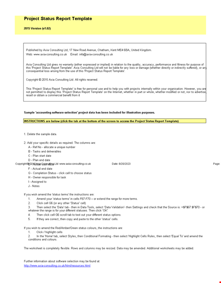 easy-to-use status report template for project consulting template
