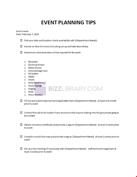 event planning tips template