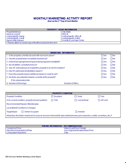 monthly marketing report template