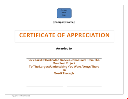 get recognized: years of company loyalty rewarded with certificate of appreciation template