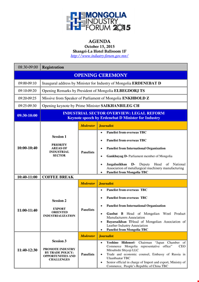 opening ceremony agenda template