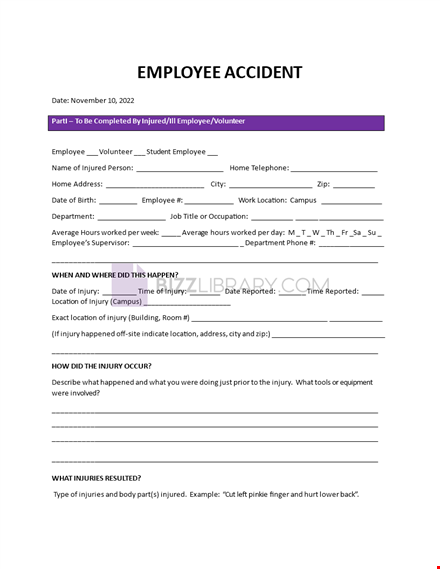 employee accident report form template