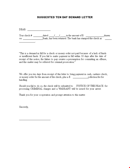 effective demand letter template for requesting payment | check amount included template