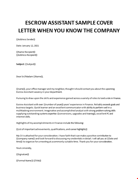 escrow officer cover letter template
