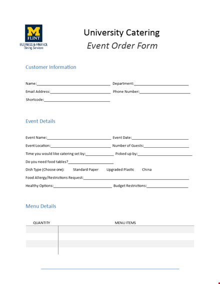 sample event order template