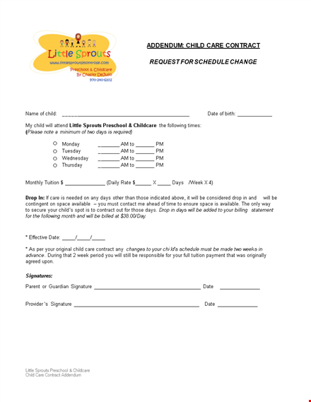 daycare contract template - comprehensive agreement for childcare template