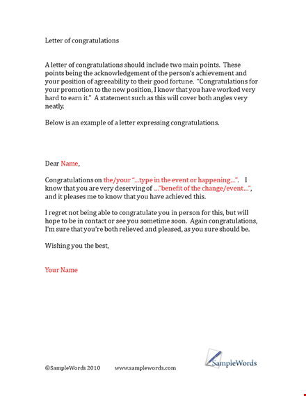 general congratulations letter template template