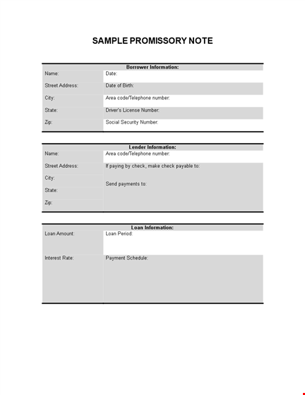 promissory note template with interest for borrowers template