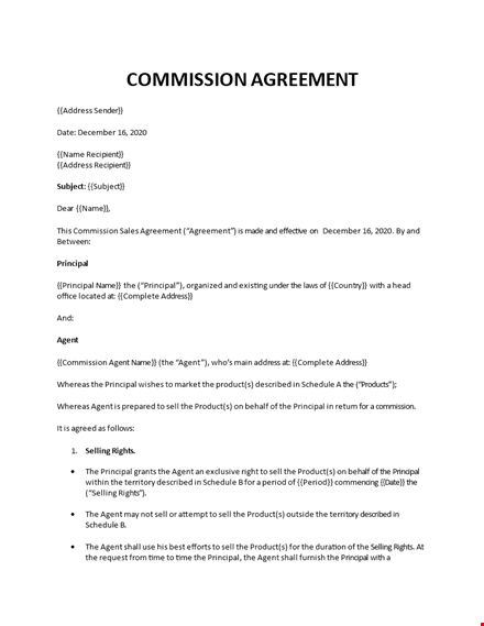 sales commission agreement template template