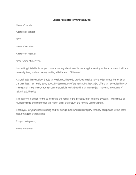 landlord rental termination letter template template