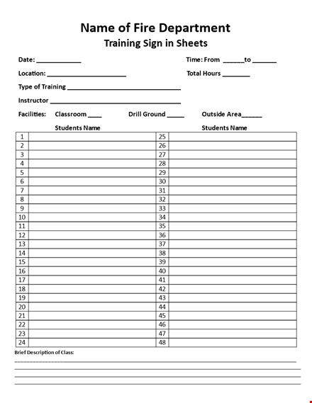 sample training sign in sheet template