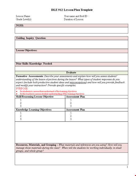 lesson plan template for students - organize lessons template