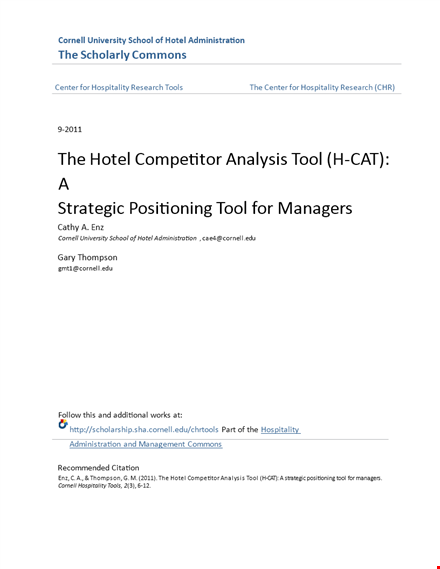 hotel competitor analysis template template