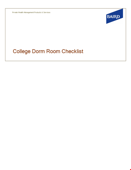 college dorm room checklist: small supplies, extra allowed - baird template