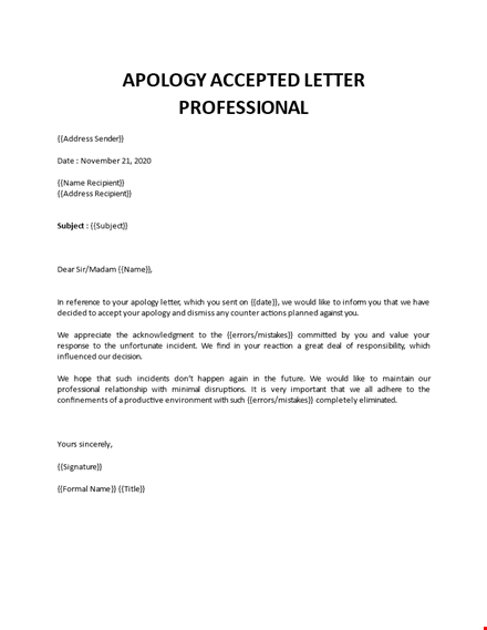 apology accepted letter professional template