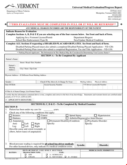 medical evaluation template