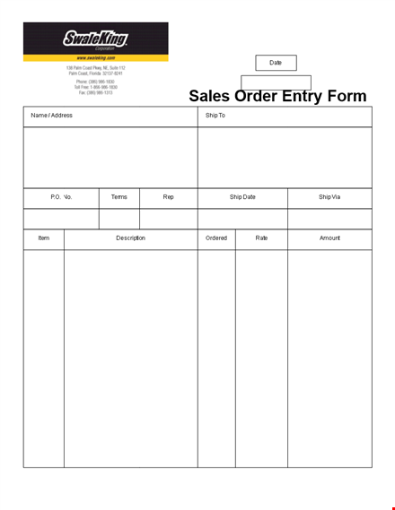 sales order entry form template