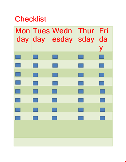 simple checklist template for efficient task management | monday - thursday template