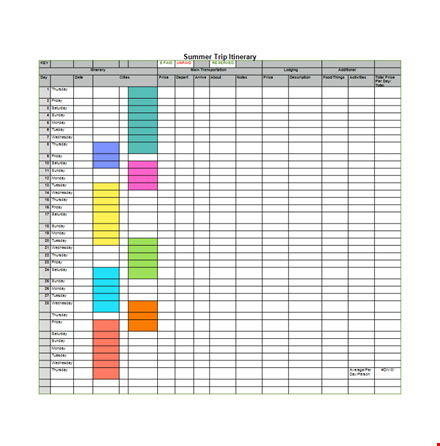 plan your week: sunday to saturday itinerary template template