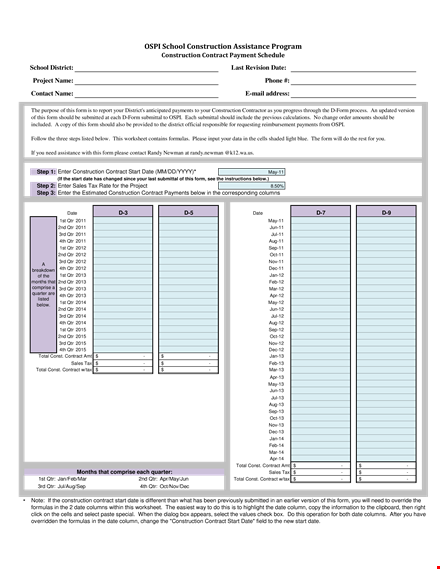 construction contract payment schedule template template