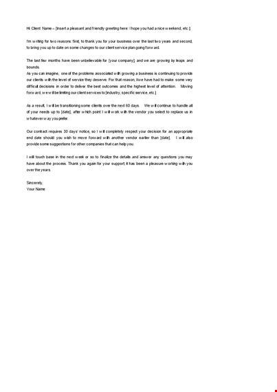 free download termination of services letter to customer sample template