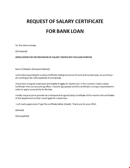 salary certificate request template