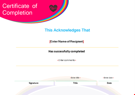 customizable certificate of completion template - free download template