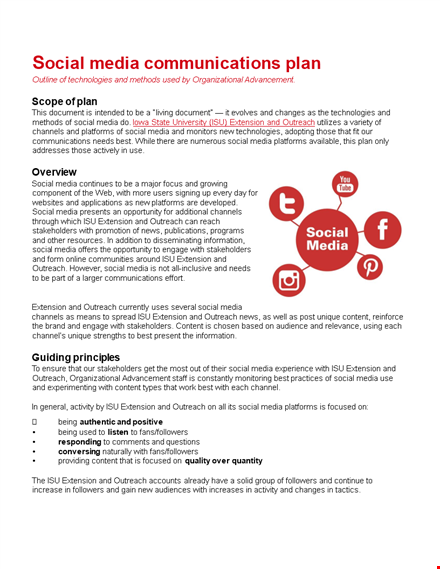 social media communications plan template template